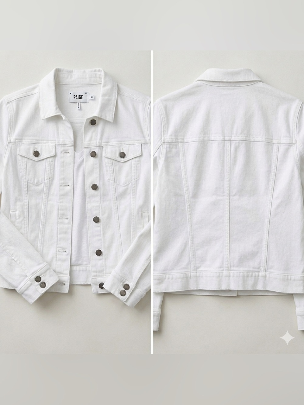 PAIGE White Denim Jacket Classic Trucker Off White M 2165687 OWT Jean Coat